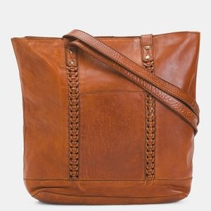 Vilenca Holland Anthropologie Cognac North South Stitch Woven Leather Tote